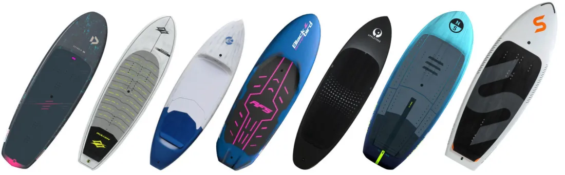Sept exemples de boards mi-longues pour le foil.